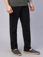 Men's Black Cotton Lycra Slim Fit Pant