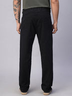 Men's Black Cotton Lycra Slim Fit Pant