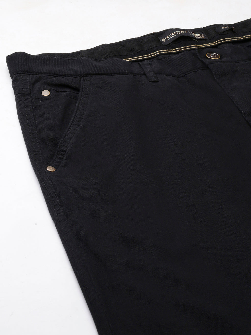 Men's Black Cotton Lycra Slim Fit Pant