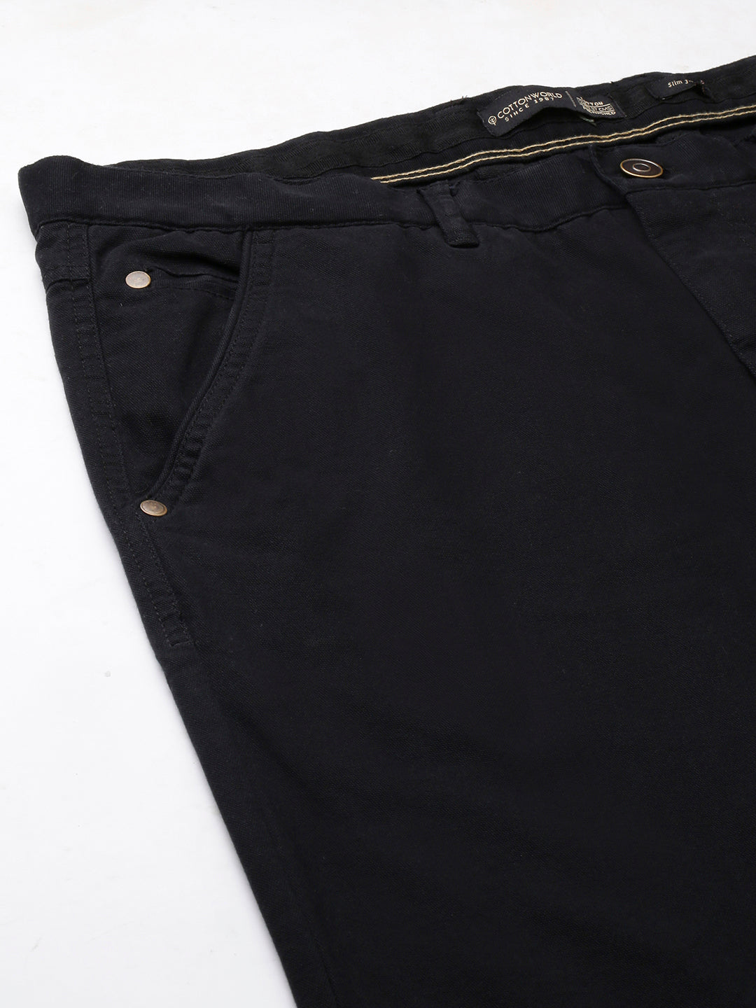 Men's Black Cotton Lycra Slim Fit Pant