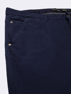 Men's Navy Cotton Lycra Slim Fit Pant