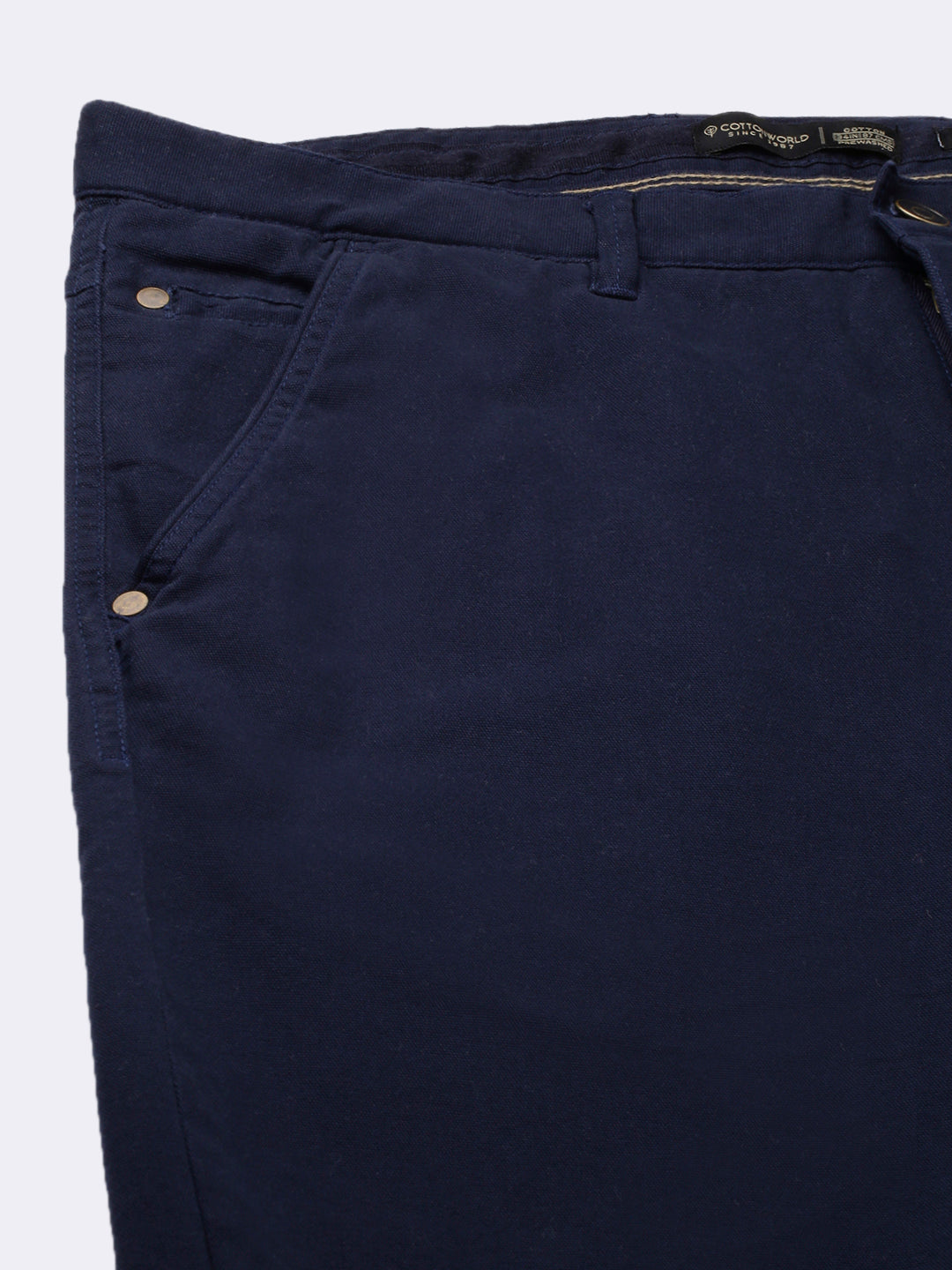Men's Navy Cotton Lycra Slim Fit Pant