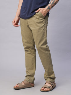 Men’s Cotton Lycra Slim Fit Side Seam Pockets Pant Khaki