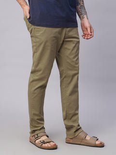 Men’s Cotton Lycra Slim Fit Side Seam Pockets Pant Khaki