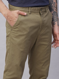 Men’s Cotton Lycra Slim Fit Side Seam Pockets Pant Khaki