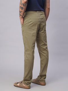 Men’s Cotton Lycra Slim Fit Side Seam Pockets Pant Khaki