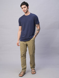 Men’s Cotton Lycra Slim Fit Side Seam Pockets Pant Khaki