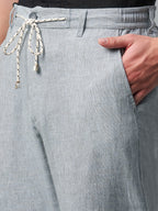 Men's Grey Cotton Linen Regular Fit Pant