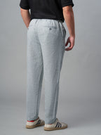 Men's Grey Cotton Linen Regular Fit Pant