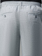 Men's Grey Cotton Linen Regular Fit Pant