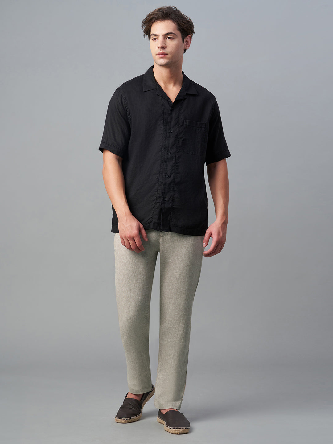Men's Natural Cotton Linen Regular Fit Pant