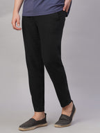 Men's Black Viscose Linen Regular Fit Pant