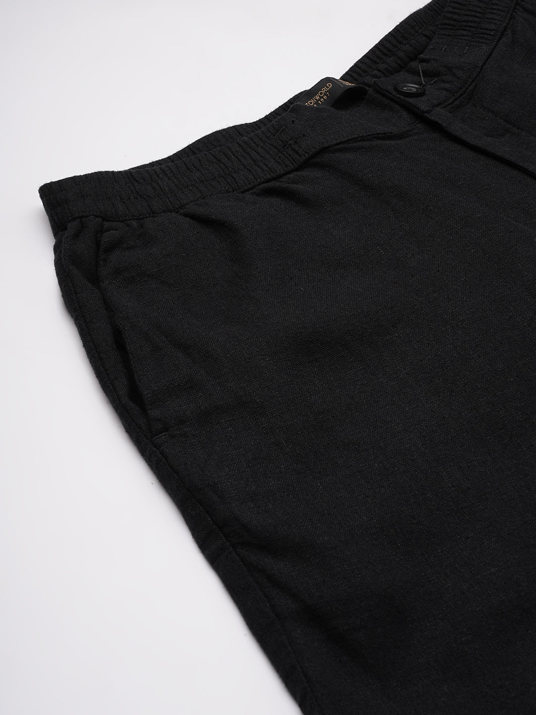 Men's Black Viscose Linen Regular Fit Pant
