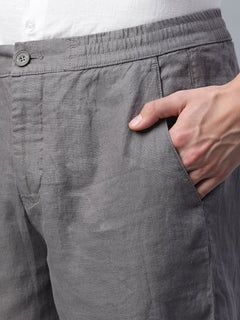 Men’s Linen Regular Fit Side Pocket Pant Grey