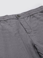 Men's Grey 100% Linen Regular Fit Pant
