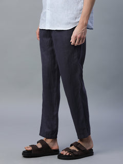 Men’s Linen Regular Fit Side Pocket Pant Navy