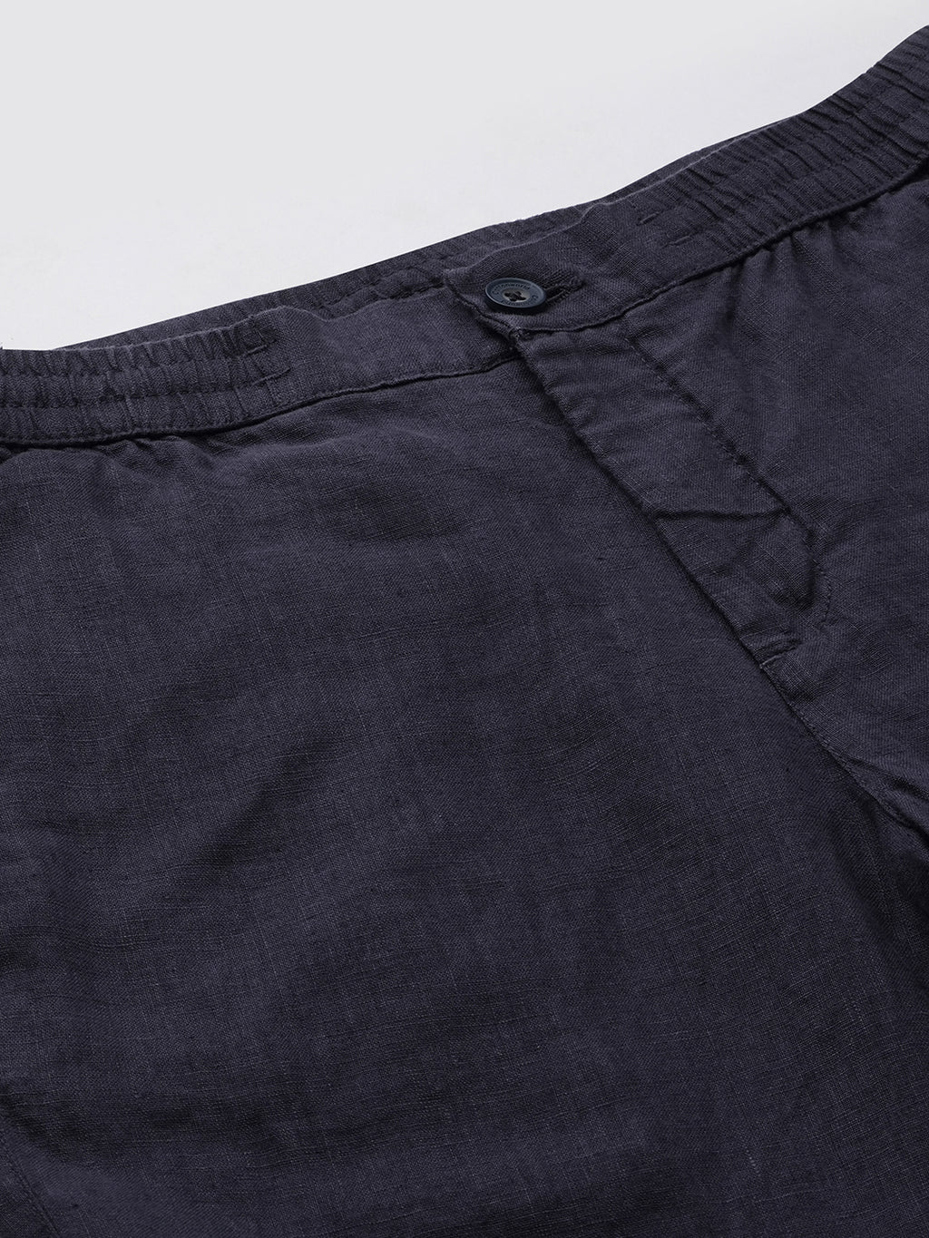 Men's Navy 100% Linen Regular Fit Pant