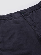 Men's Navy 100% Linen Regular Fit Pant