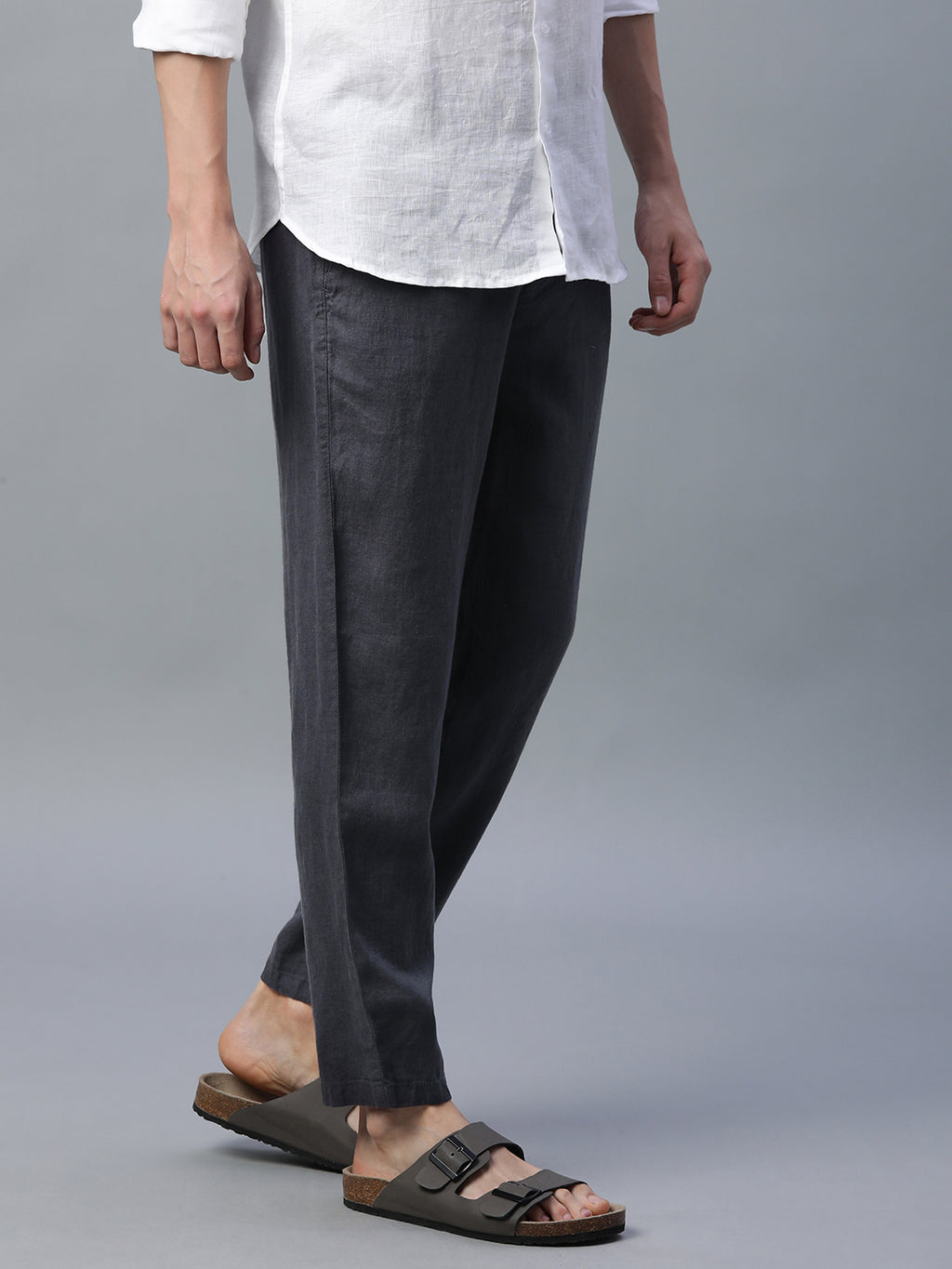 Men's Slate 100% Linen Regular Fit Pant