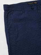 Men's 100% Cotton Seer Sucker Navy Slim Fit Pant