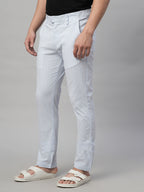 Men's 100% Cotton Seer Sucker Sky Blue Slim Fit Pants