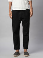 Men's Black 100% Cotton Regular Fit Pant