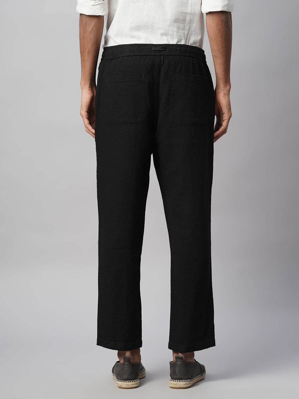 Men's Black 100% Cotton Regular Fit Pant
