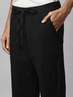 Men's Black 100% Cotton Regular Fit Pant