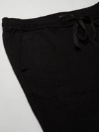 Men's Black 100% Cotton Regular Fit Pant