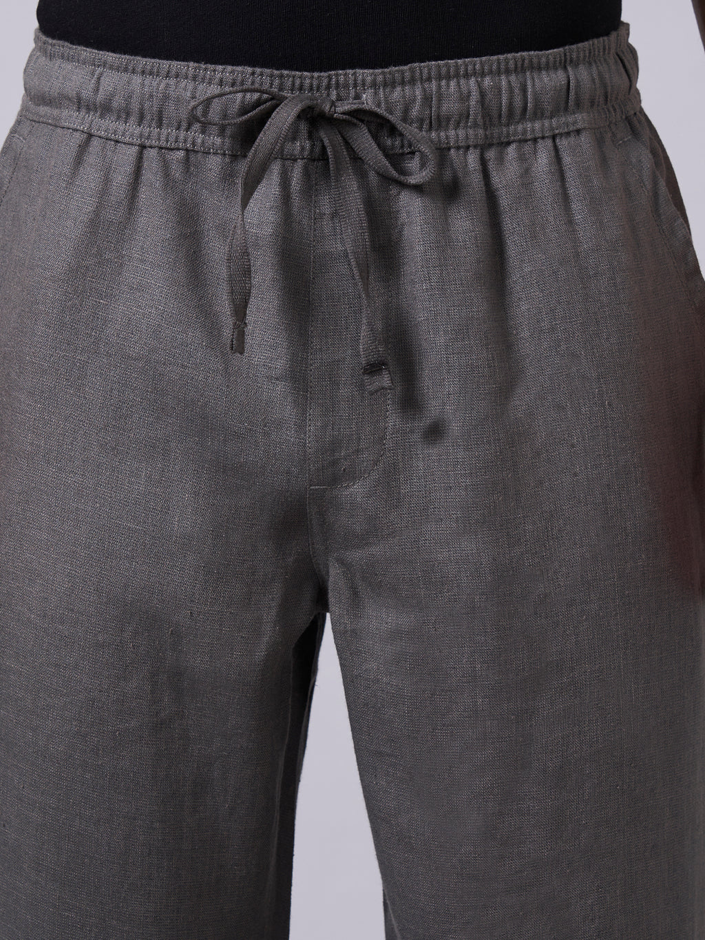 Men's Slate 100% Linen Regular Fit Pant