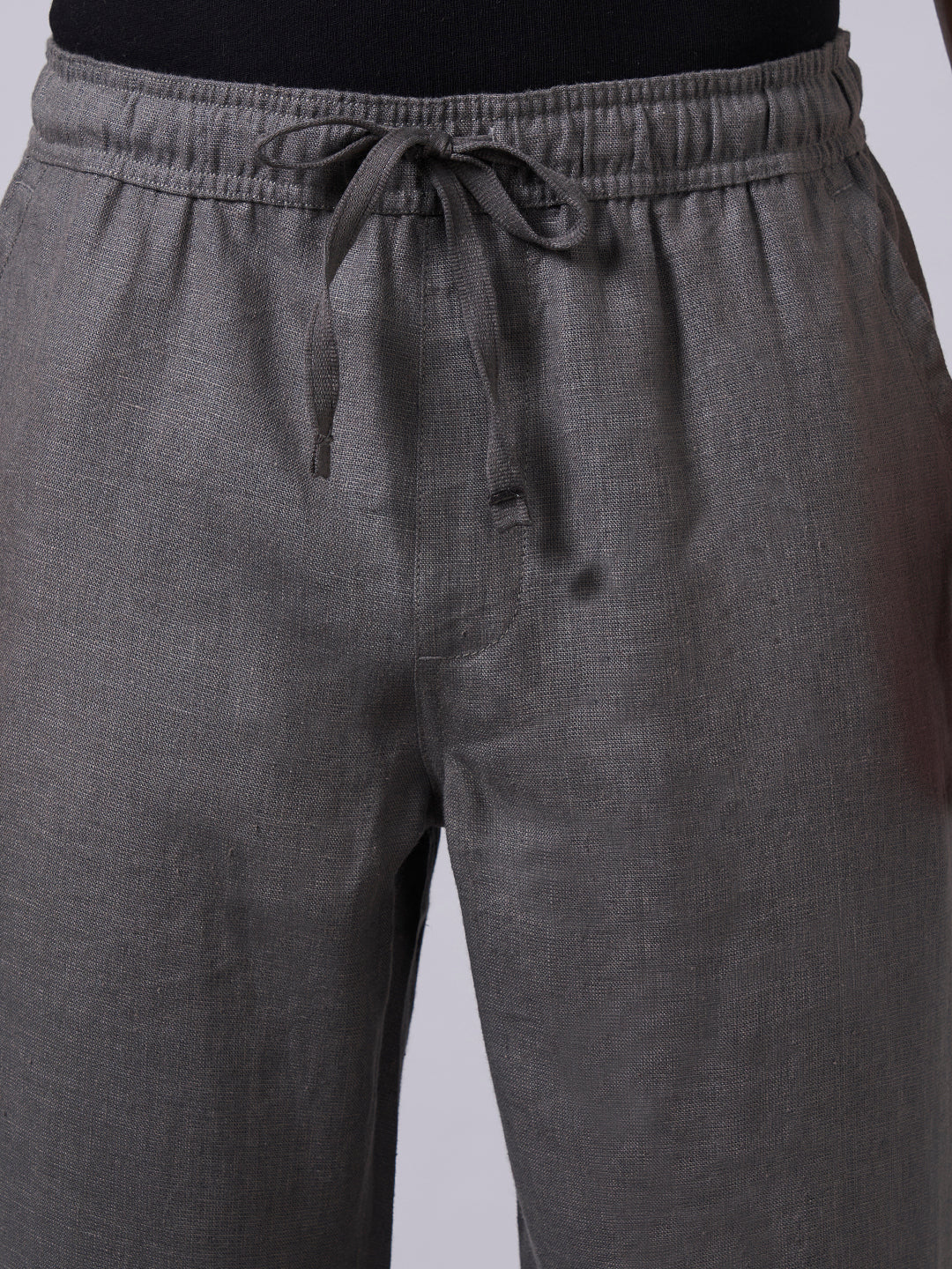 Men's Slate 100% Linen Regular Fit Pant