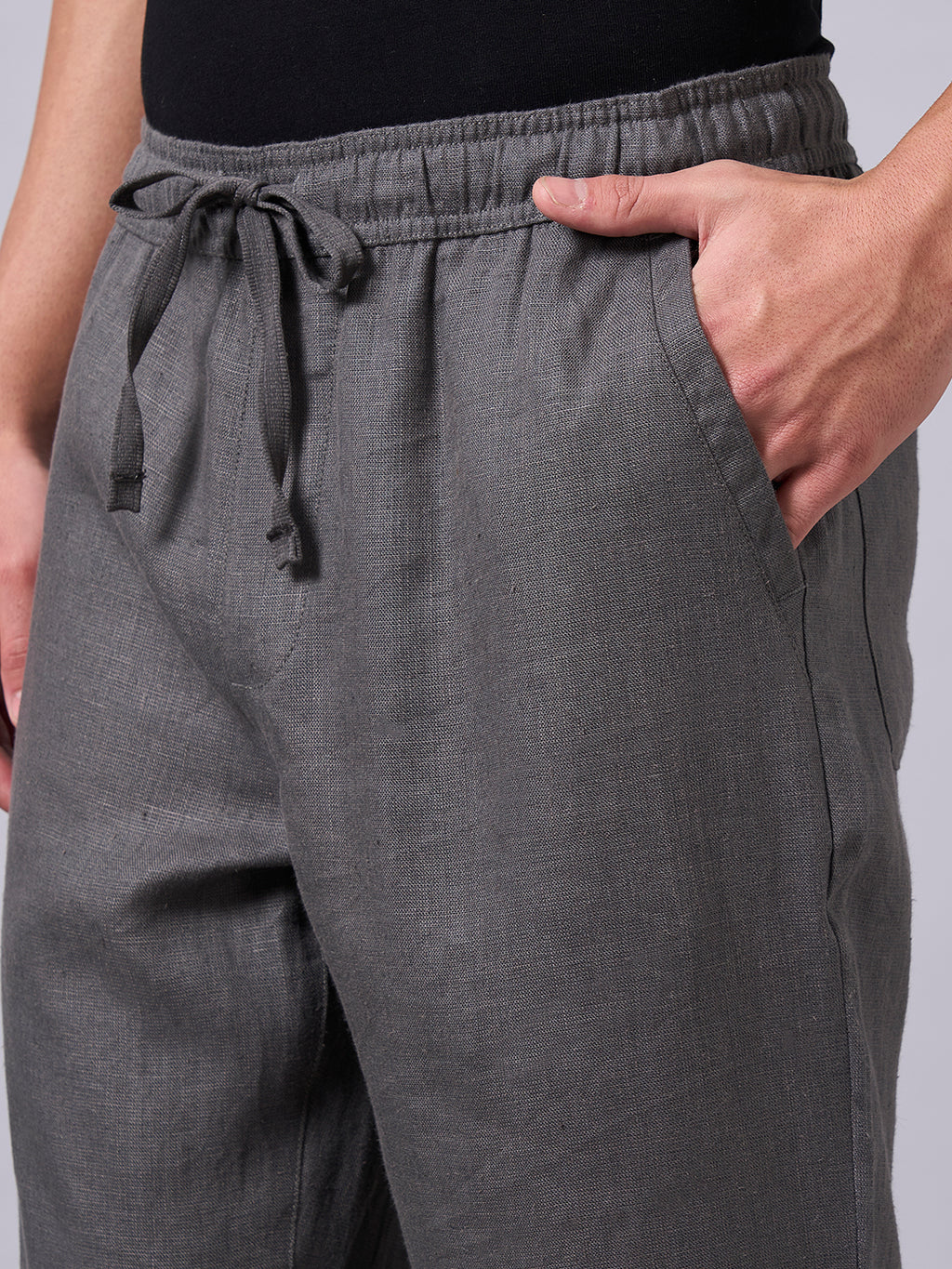 Men's Slate 100% Linen Regular Fit Pant