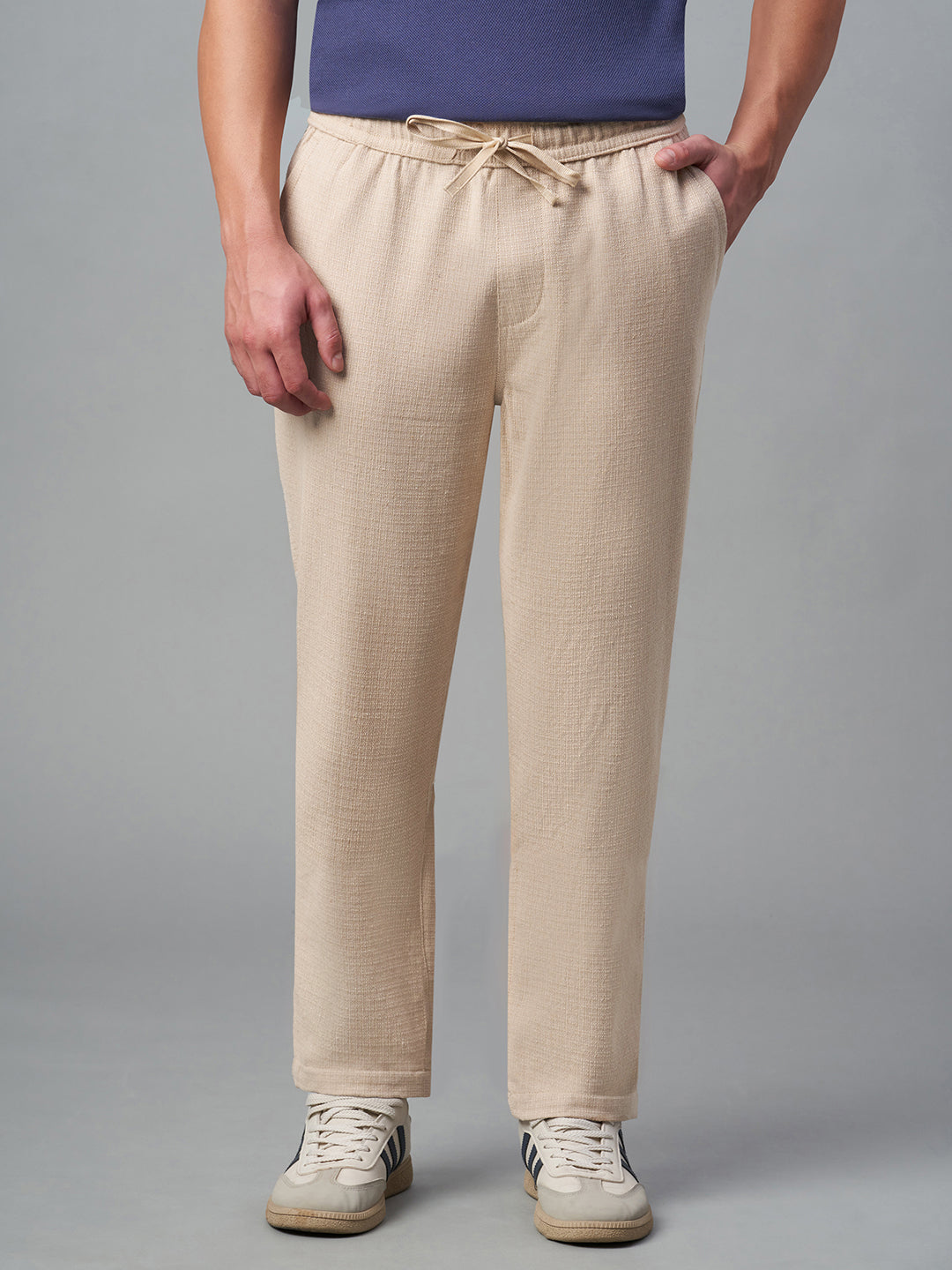 Men's Khaki 100% Cotton Regular Fit Pant