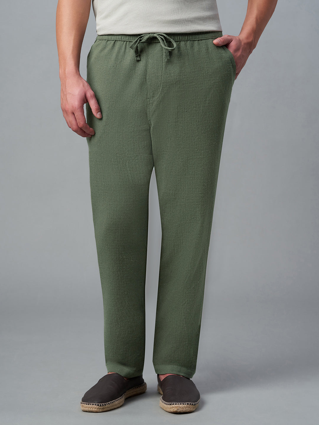 Men's Olive 1 100% Cotton Regular Fit Pant