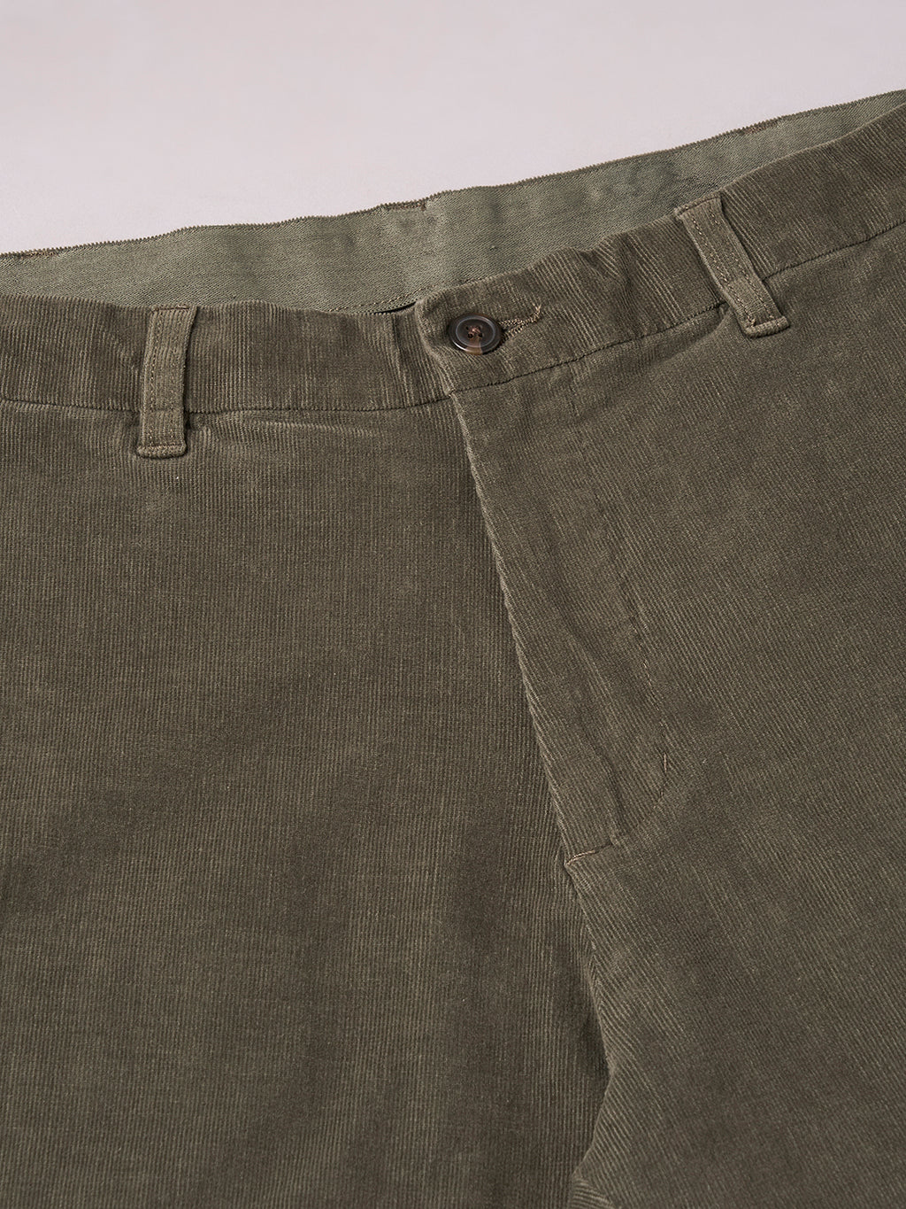 Men's Corduroy Green Cotton Lycra Regular Fit Pant