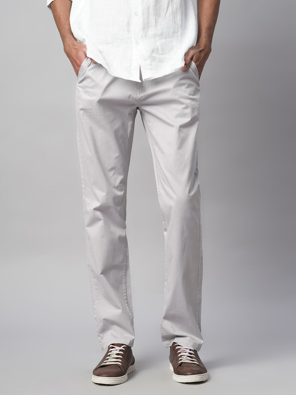Men's Cotton Lycra Regular Fit Pant Grey