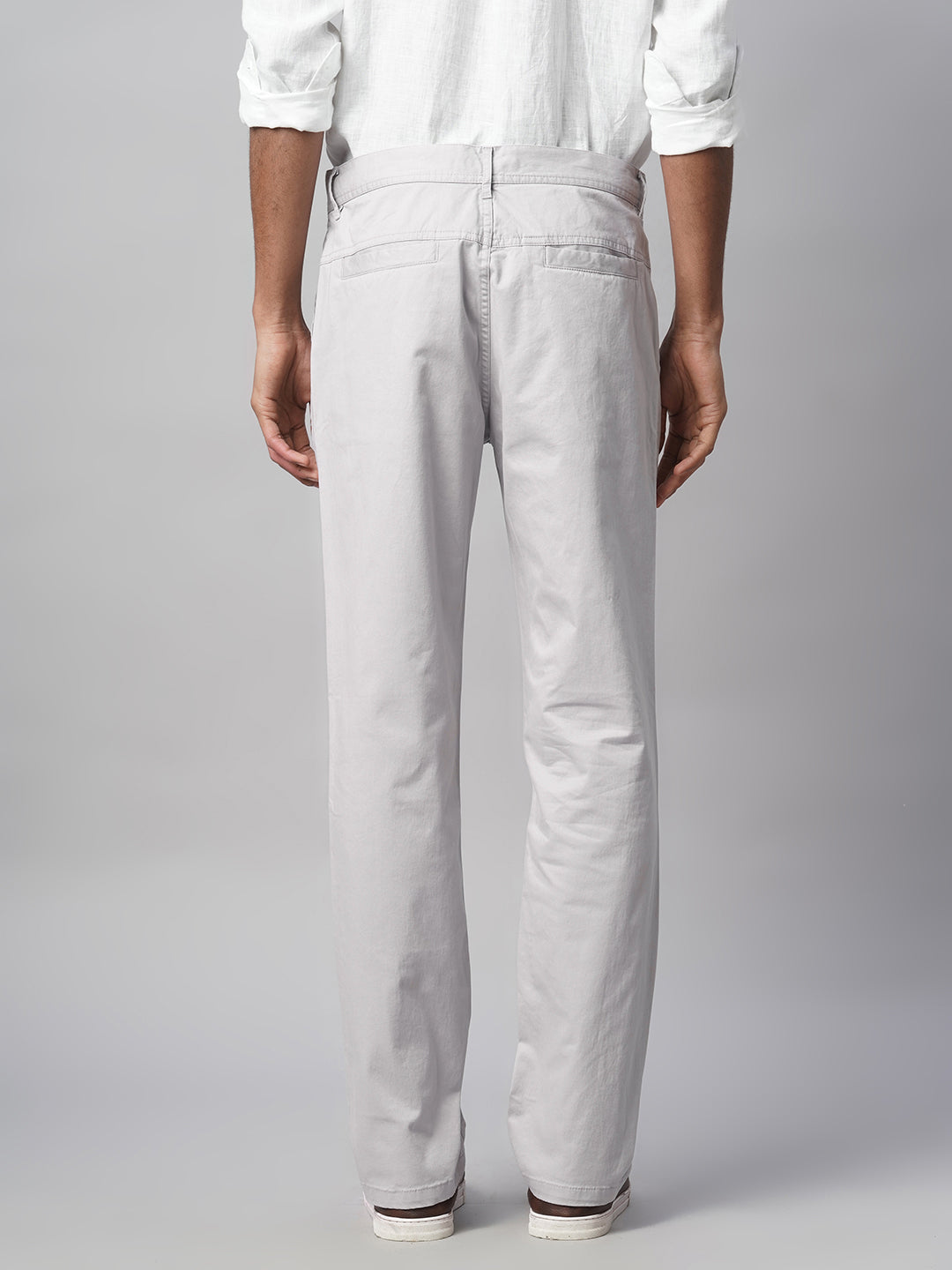 Men's Grey Cotton Lycra Regular Fit Pant