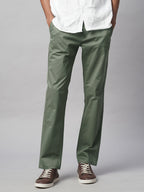 Men's Cotton Lycra Regular Fit Pant Lt.Olive