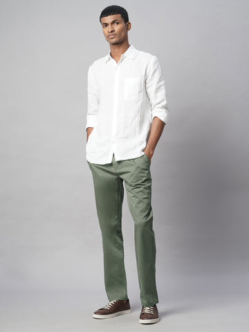 Men's Cotton Lycra Regular Fit Pant Lt.Olive