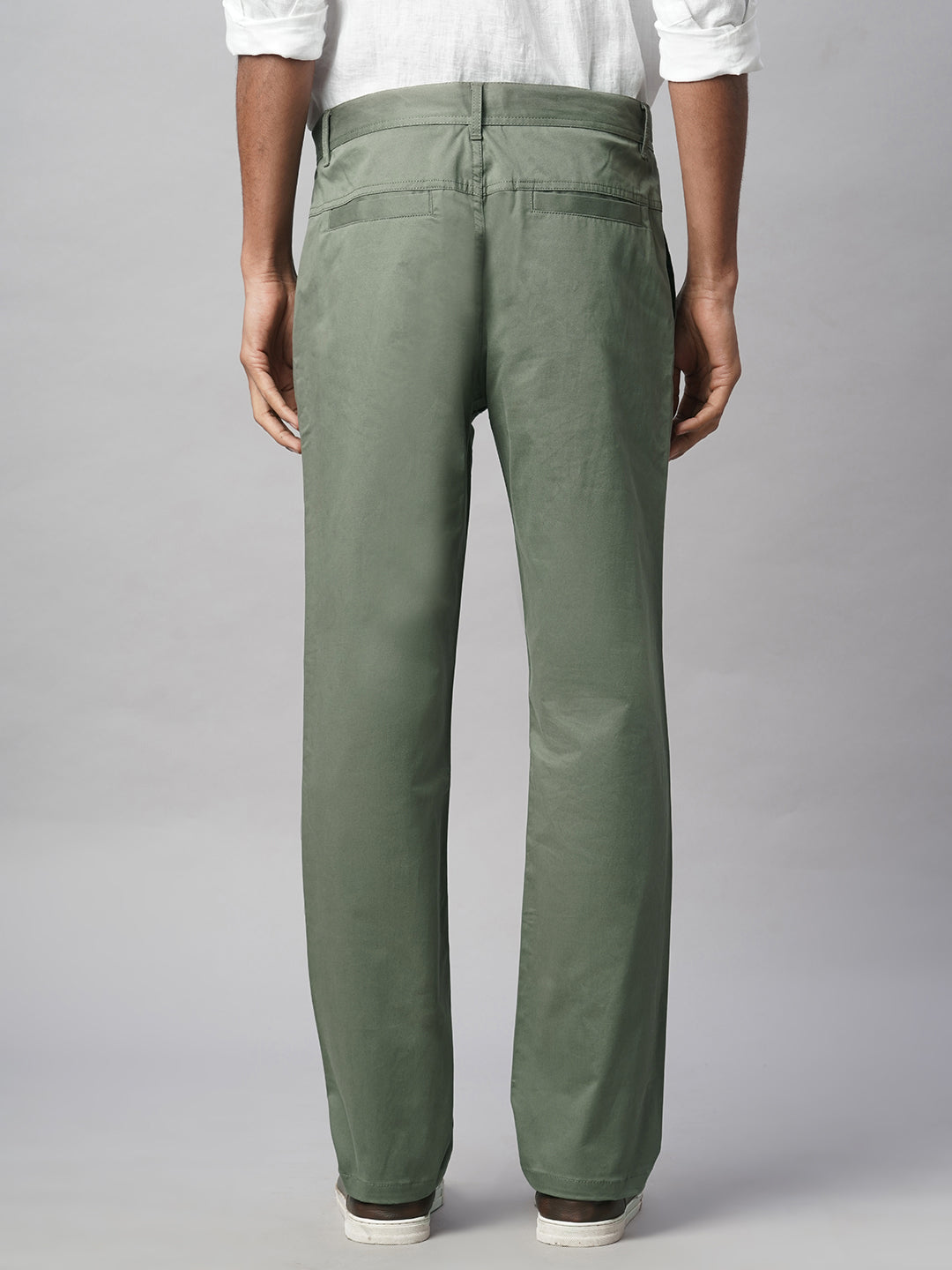Men's Lt.Olive Cotton Lycra Regular Fit Pant