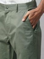 Men's Cotton Lycra Regular Fit Pant Lt.Olive