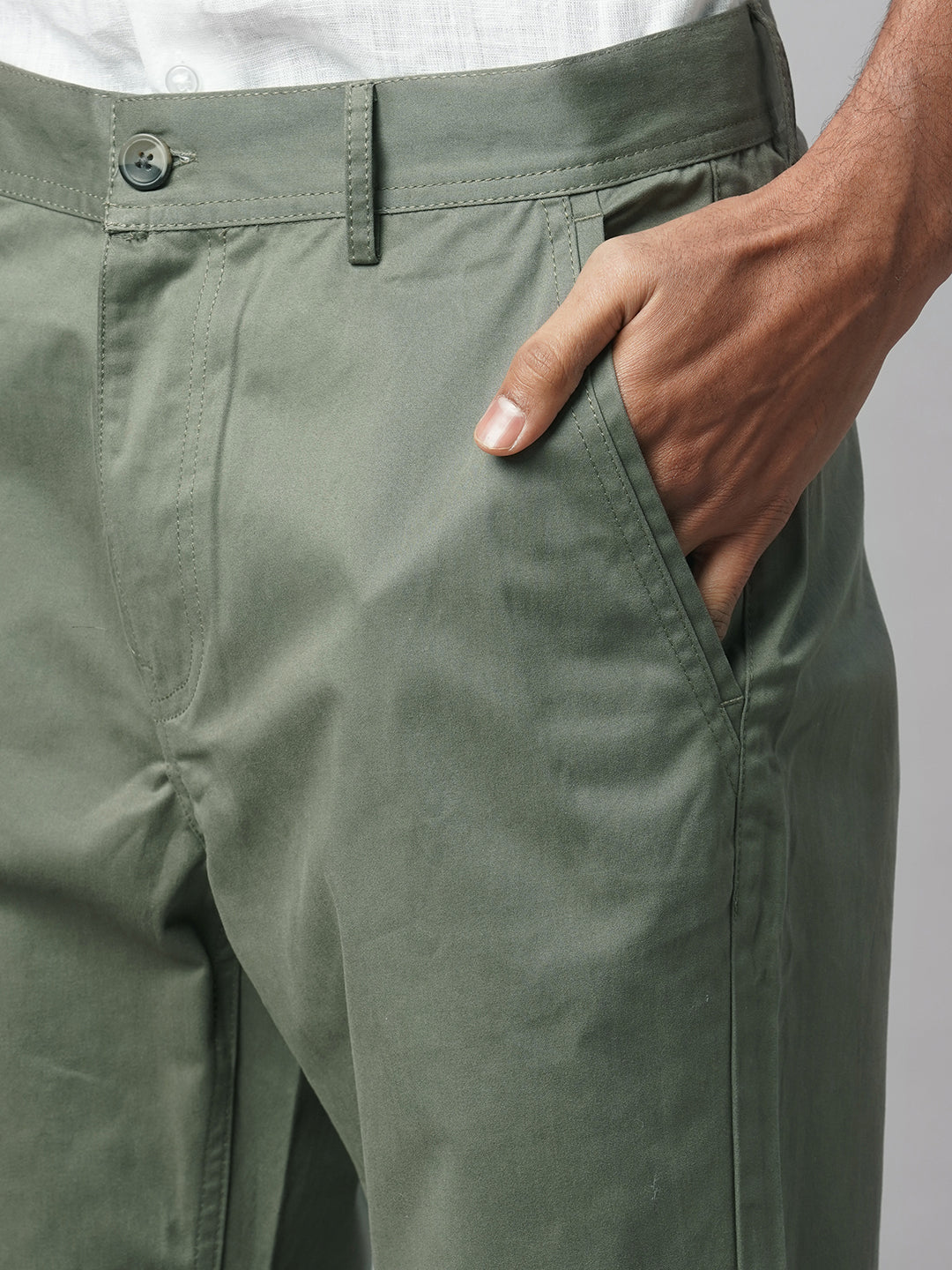 Men's Cotton Lycra Regular Fit Pant Lt.Olive