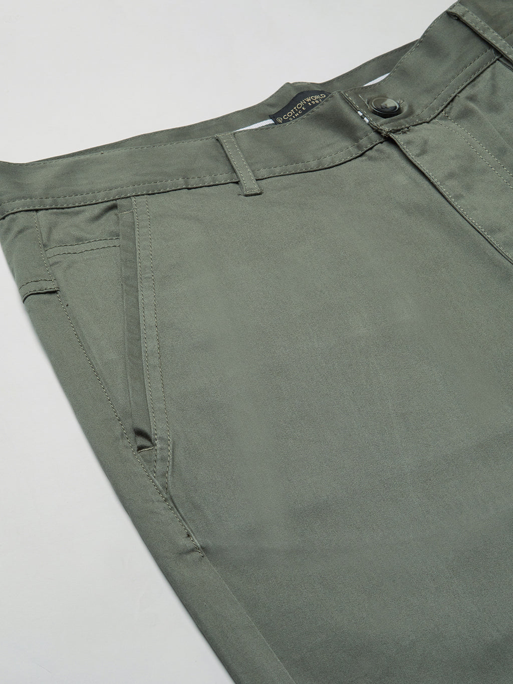 Men's Cotton Lycra Regular Fit Pant Lt.Olive