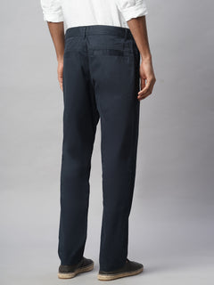 Men’s Cotton Lycra Regular Fit Side Seam Pockets Pant Navy