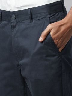 Men’s Cotton Lycra Regular Fit Side Seam Pockets Pant Navy