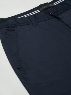 Men’s Cotton Lycra Regular Fit Side Seam Pockets Pant Navy