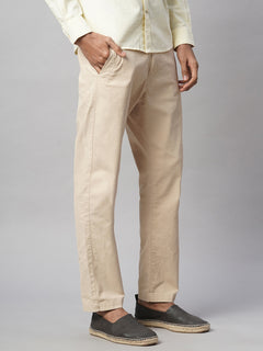Men’s Cotton Lycra Slim Fit Pant Beige