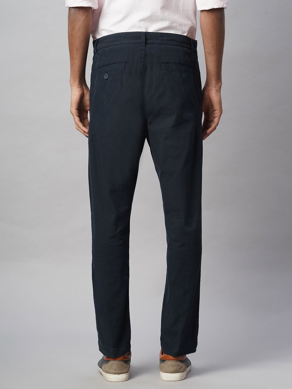 Men's Navy Cotton Lycra Slim Fit Pant