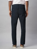 Men's Navy Cotton Lycra Slim Fit Pant