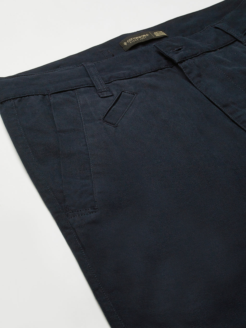 Men's Navy Cotton Lycra Slim Fit Pant